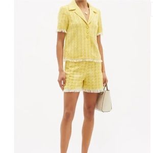 STAUD Nicola Fringed Tweed Shirt Blazer Size Medium